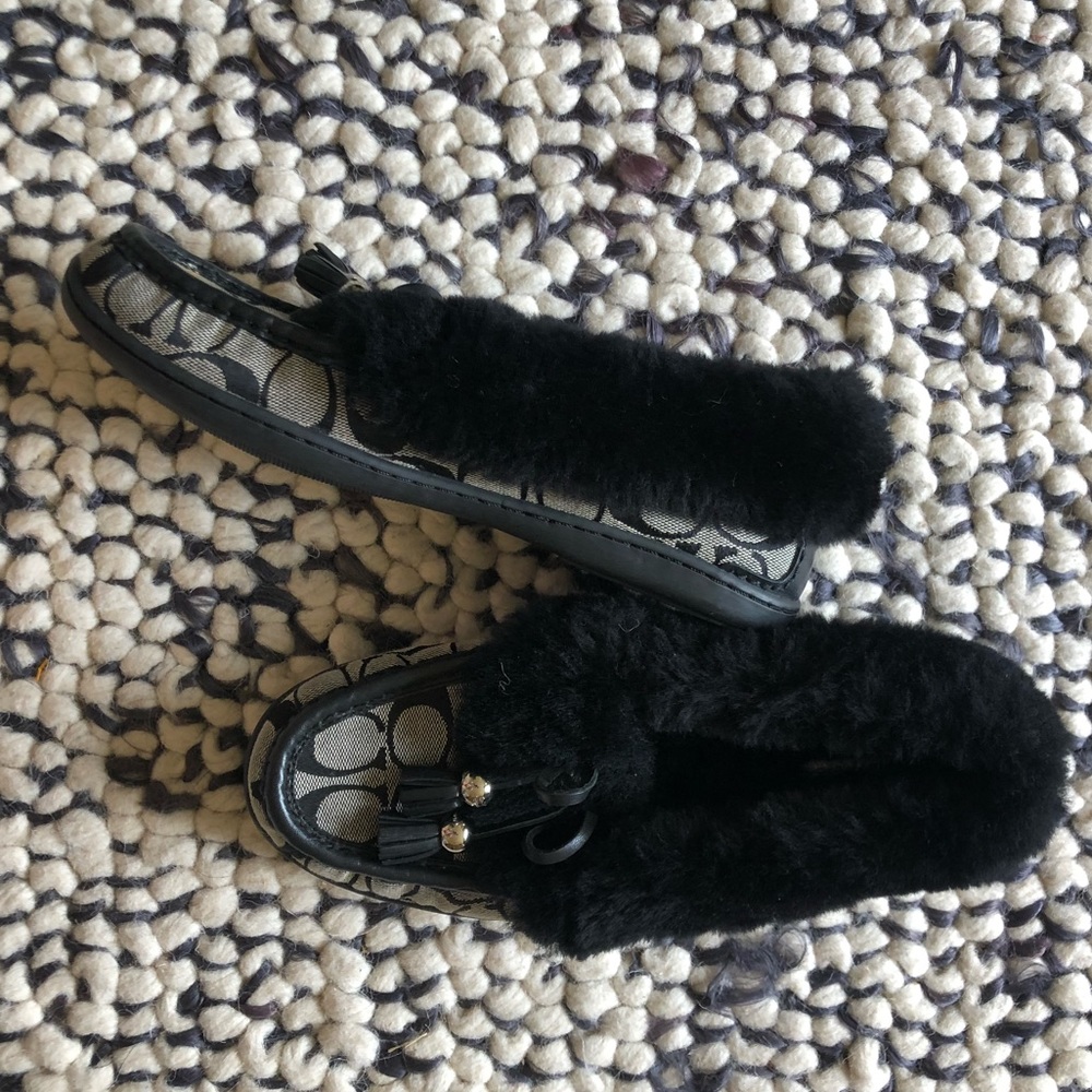 Coach Fiona Faux Fur Moccasin Slippers Women | Color: Black | Size: 6.5